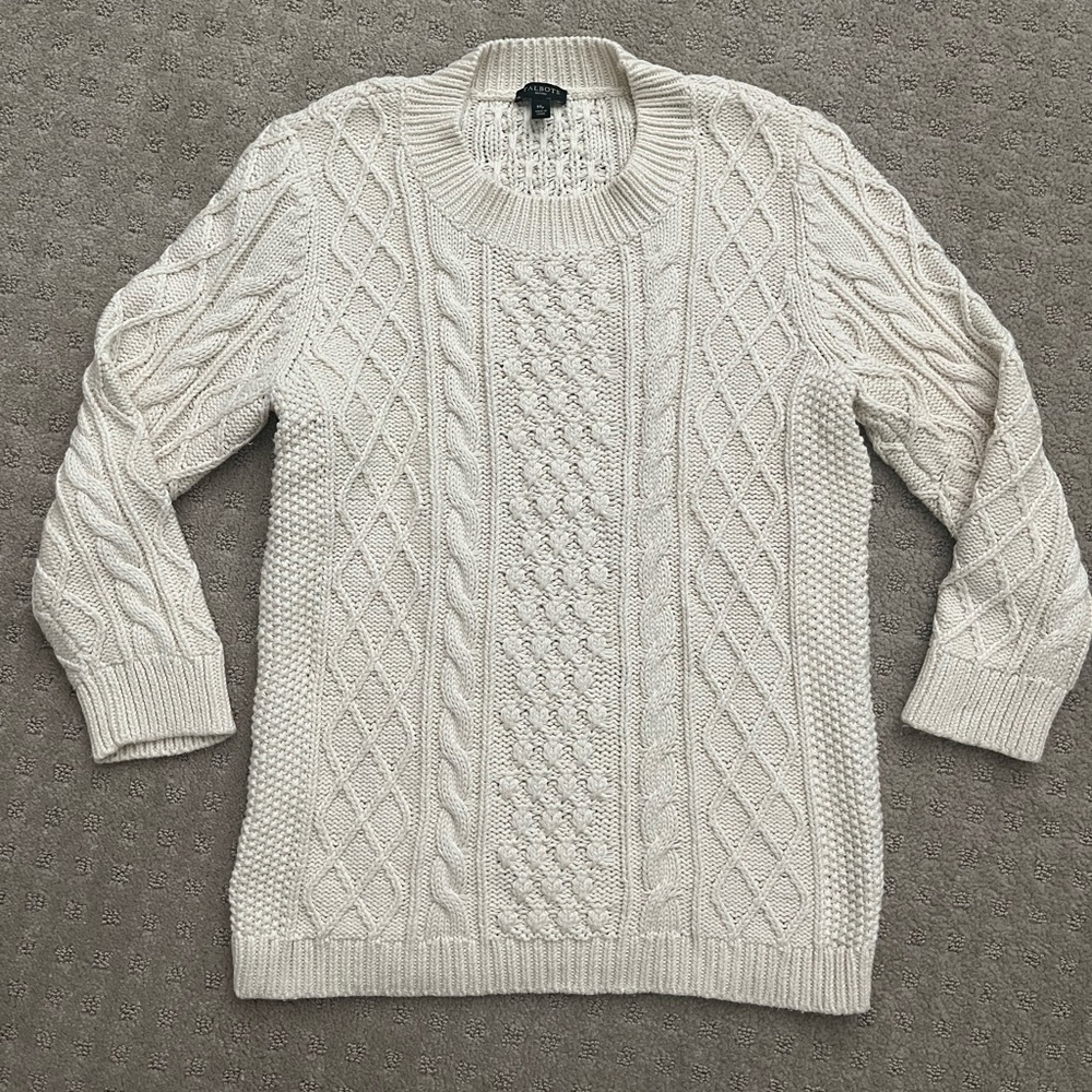Talbots cream white sweater